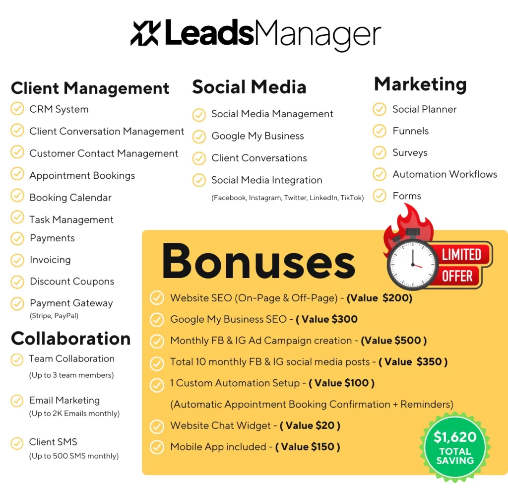 Leads Manager Bonuses